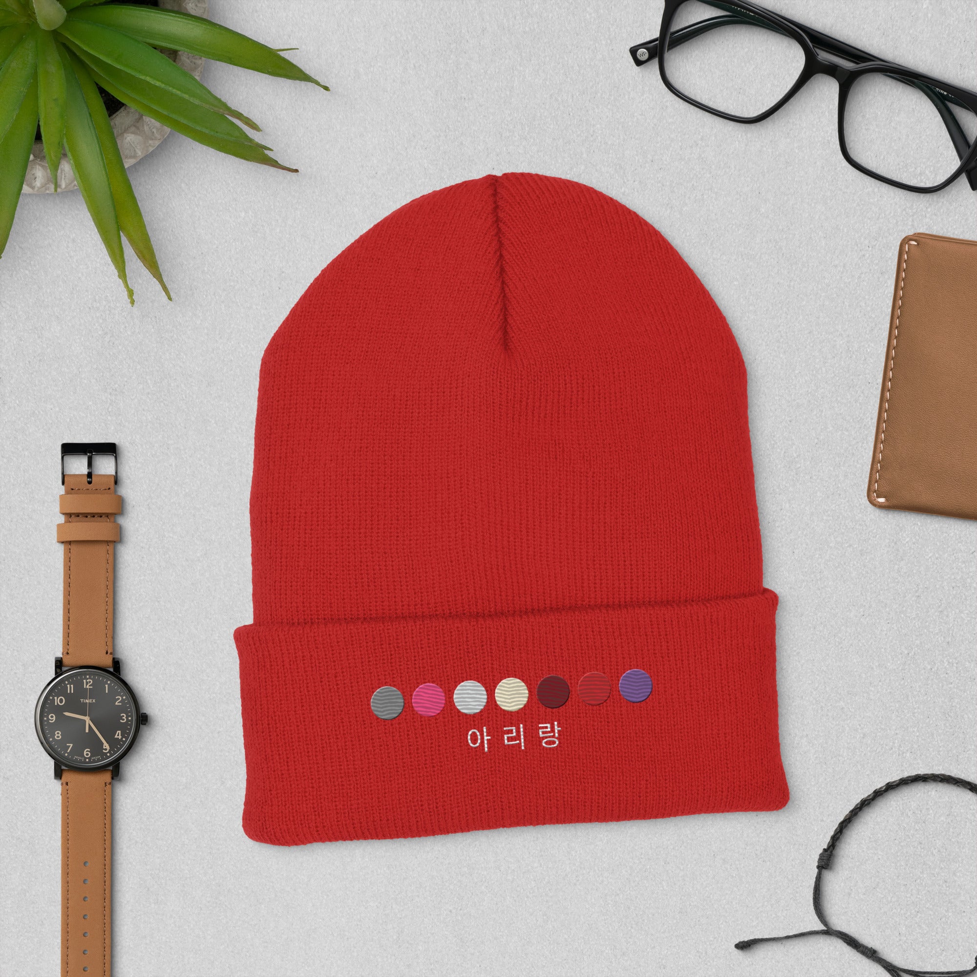 ARIRANG Embroidered Cuffed Ribbed Beanie (아리랑)