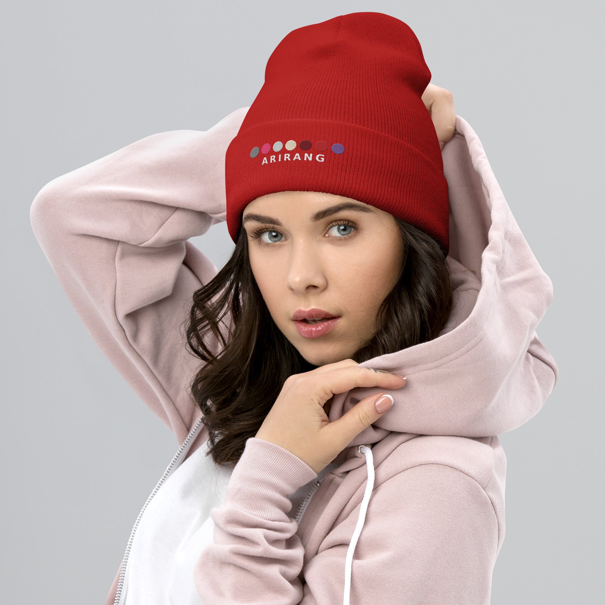 ARIRANG Embroidered Cuffed Ribbed Beanie